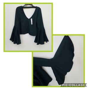NWT Boho Top Big Bell Cuff Boho Crop Top Regal Green